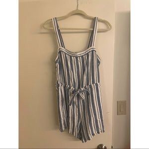 Gap white and blue striped romper worn once!